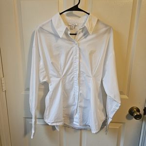 MSRP $59 NWOT Topshop Fitted White Button Up Shirt Sz 6